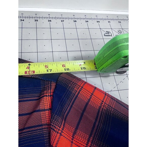 Men's Quilted Flannel Shirt Jacket Plaid Blue & Orange Sz. L Pearl Snap Vintage - Picture 10 of 13